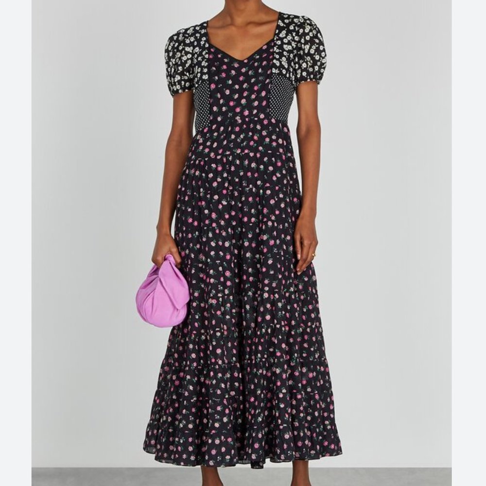 RIXO Tamara Tiered Floral-print Cotton-blend Maxi